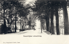 14290 Gezicht in de Rijksstraatweg met bebouwing en rijen bomen te Soestdijk (gemeente Soest). N.B. De straatnaam ...